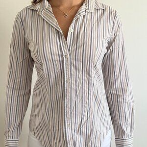 United Colors of Benetton Beige Striped Button Down Shirt